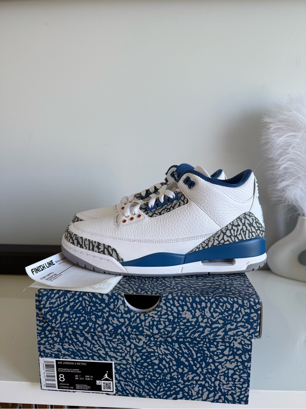 Air Jordan 3 Wizard size 8 Retro Basketball Sneakers with Elephant Print